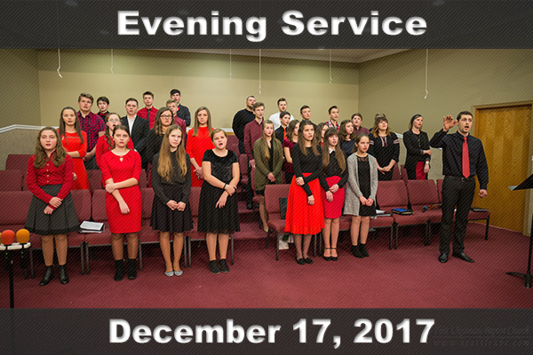Неділя, 17 грудня 2017. Вечірнє Різдвяне Богослужіння за участю підліткового хору.